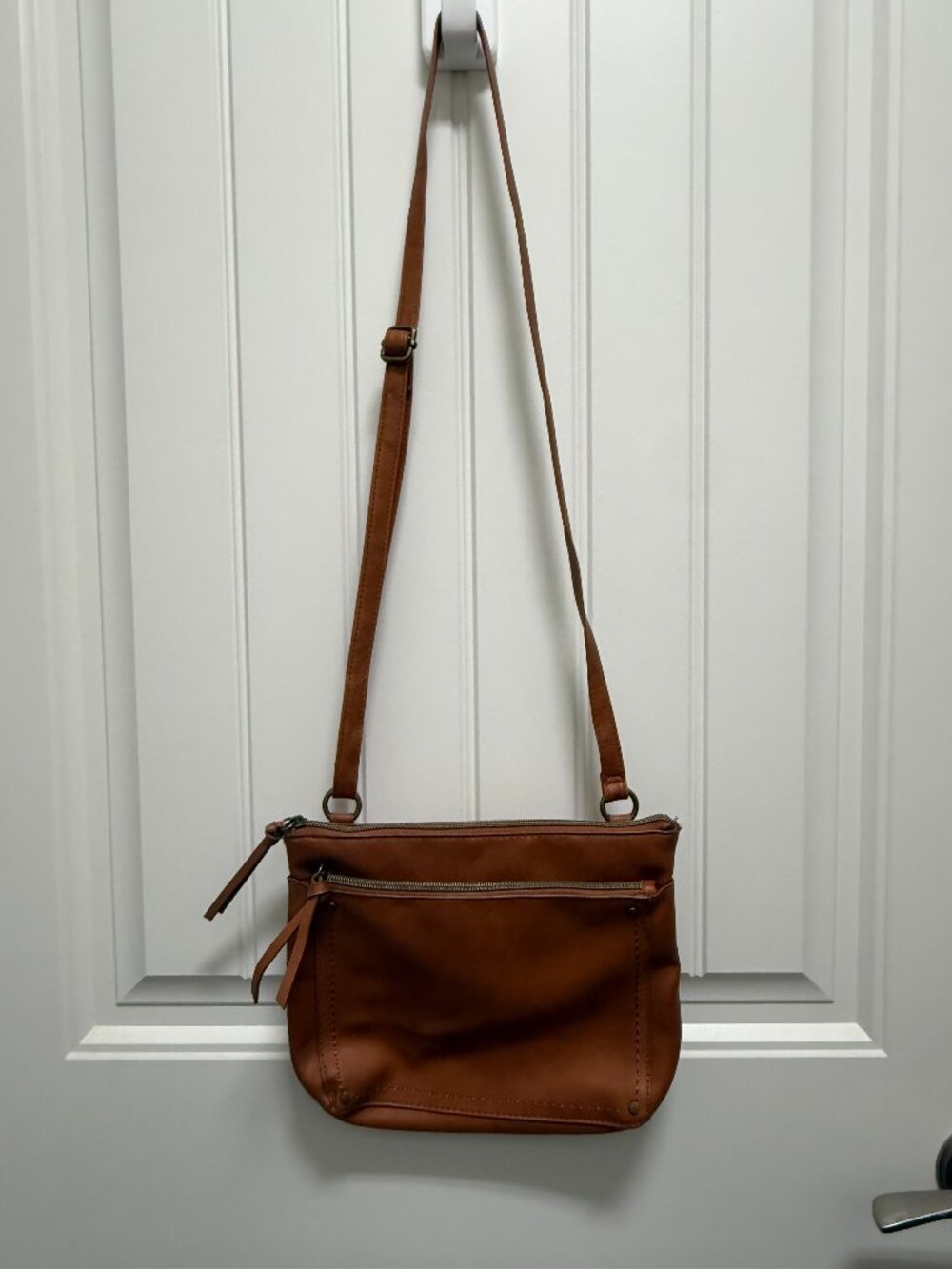 Arizona Jean Co Faux Leather Crossbody Purse Tan/Cognac